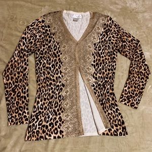 Spiegel button up animal print sweater size small
